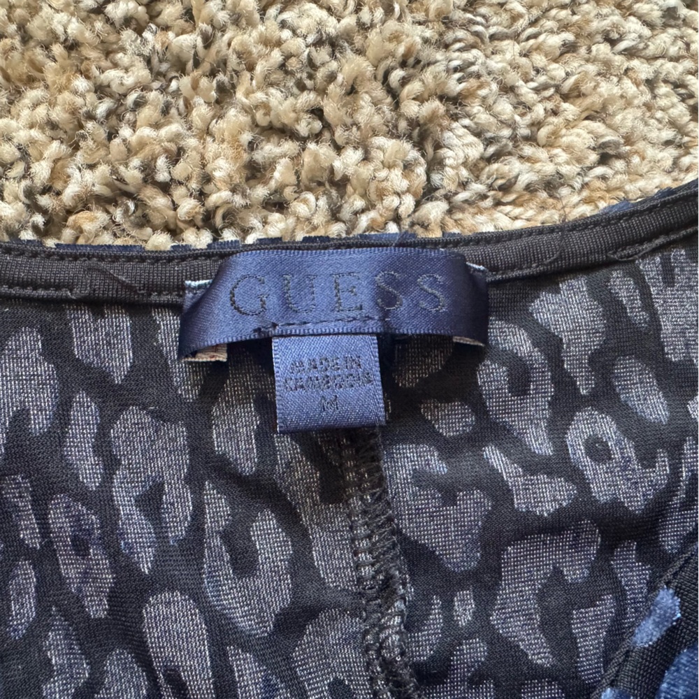 Guess Belinda Animal Print Velvet Long Sleeve Bodysuit - Picture 11 of 13